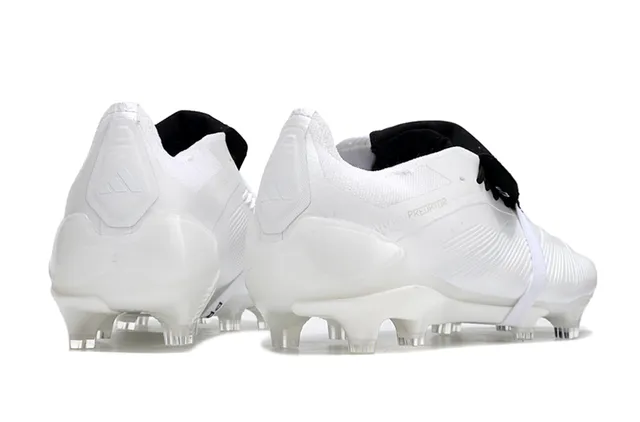 Adidas Predator White Black Laceless Strap Closure Textured Synthetic Upper Firm-Ground Soccer Shoes 5