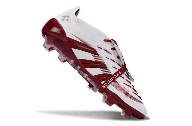 Adidas Predator Blanc Borgoña Lacets asymétriques Superposition de trois bandes Firm-Ground Chaussures de football 2