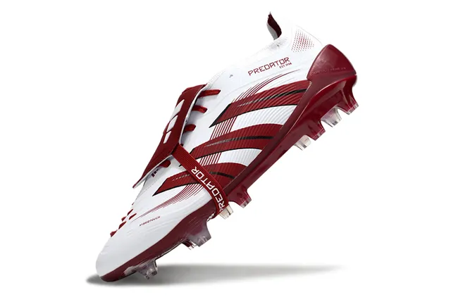 Adidas Predator Blanc Borgoña Lacets asymétriques Superposition de trois bandes Firm-Ground Chaussures de football 3