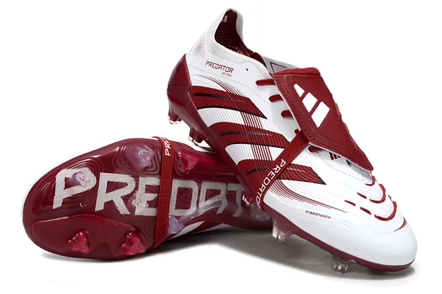 Adidas Predator Blanc Borgoña Lacets asymétriques Superposition de trois bandes Firm-Ground Chaussures de football 4