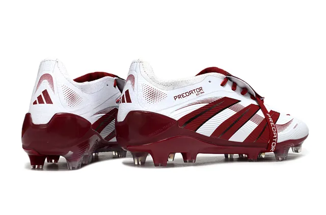 Adidas Predator Blanc Borgoña Lacets asymétriques Superposition de trois bandes Firm-Ground Chaussures de football 5