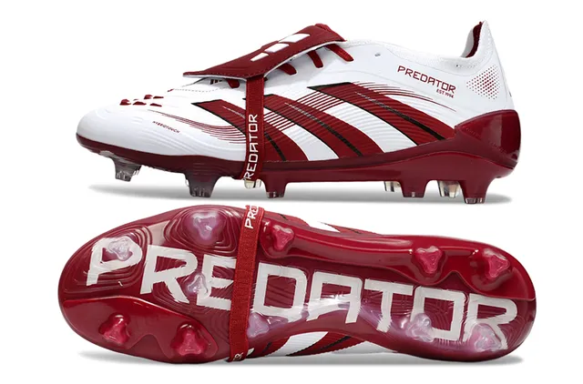 Adidas Predator Blanc Borgoña Lacets asymétriques Superposition de trois bandes Firm-Ground Chaussures de football 6