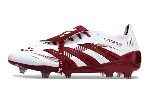 Adidas Predator Blanc Borgoña Lacets asymétriques Superposition de trois bandes Firm-Ground Chaussures de football 7
