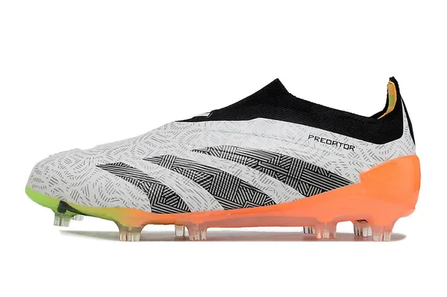 Adidas Predator chuteiras de futebol branco laranja low-cut col de meia padrão geométrico superior terra firme 2