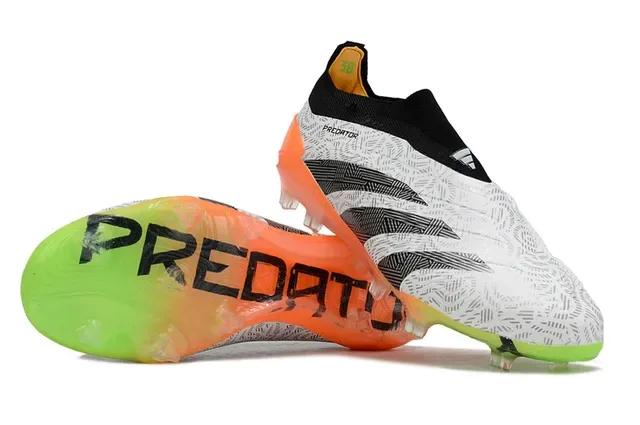 Adidas Predator chuteiras de futebol branco laranja low-cut col de meia padrão geométrico superior terra firme 4