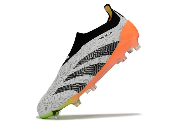 Adidas Predator chuteiras de futebol branco laranja low-cut col de meia padrão geométrico superior terra firme 5