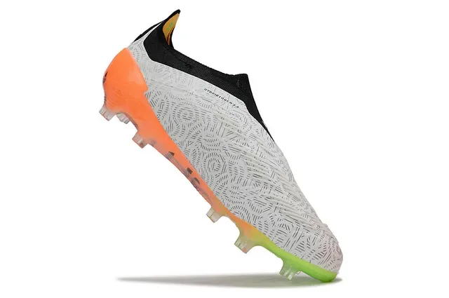 Adidas Predator chuteiras de futebol branco laranja low-cut col de meia padrão geométrico superior terra firme 6