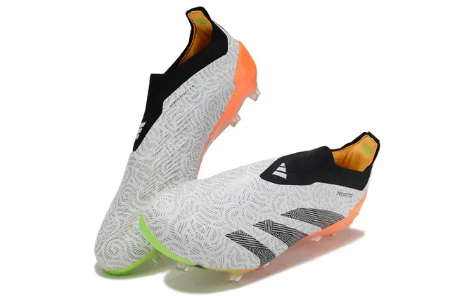 Adidas Predator chuteiras de futebol branco laranja low-cut col de meia padrão geométrico superior terra firme 7
