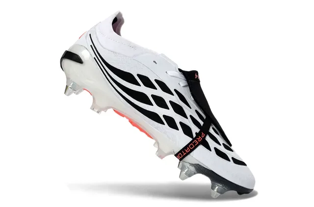 Adidas Predator Chaussures de Football Blancs et Roses Rayures Iridiscentes sur la tige Firm-Ground 2
