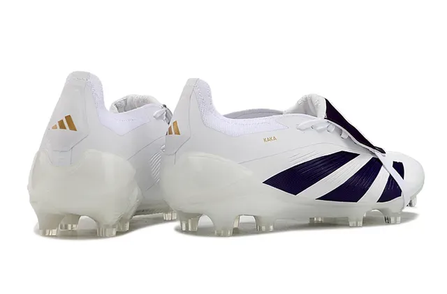 Adidas Predator Blanco Púrpura Dorado Zapatos de Fútbol para Césped Firme 5
