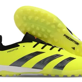 Adidas Predator أصفر أسود أحذية كرة القدم منخفضة القطع مربوطة بالأربطة مطبقة ثلاثة شرائط تغطية ملعب العشب الاصطناعي