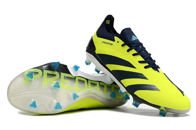 Adidas Predator Yellow Navy Chaussures de football basses à crampons pour terrain ferme 2