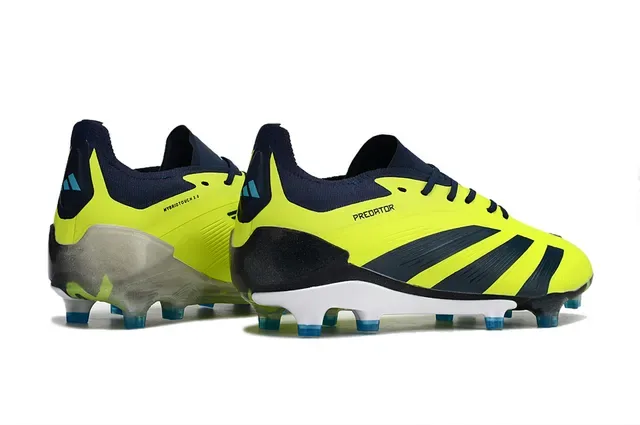 Adidas Predator Yellow Navy Chaussures de football basses à crampons pour terrain ferme 3
