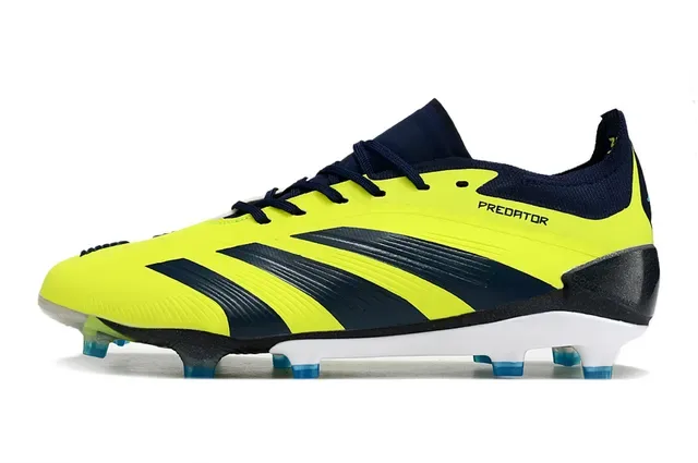 Adidas Predator Yellow Navy Chaussures de football basses à crampons pour terrain ferme 4