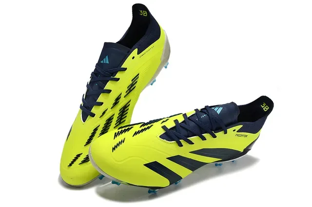 Adidas Predator Yellow Navy Chaussures de football basses à crampons pour terrain ferme 5