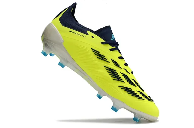 Adidas Predator Yellow Navy Chaussures de football basses à crampons pour terrain ferme 6