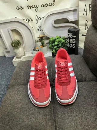 Adidas Red White Platform Sole Three-Stripe Side Panel Lifestyle Sneakers 10