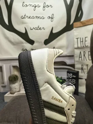 Adidas Samba Beige Green Low-Top Cupsole Lifestyle Sneakers 3