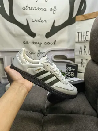 Adidas Samba Beige Green Low-Top Cupsole Lifestyle Sneakers 5