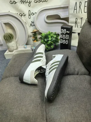 Adidas Samba Beige Green Low-Top Cupsole Lifestyle Sneakers 6