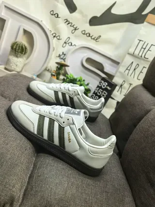 Adidas Samba Beige Green Low-Top Cupsole Lifestyle Sneakers 7