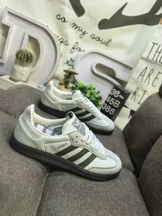 Adidas Samba Beige Green Low-Top Cupsole Lifestyle Sneakers 9
