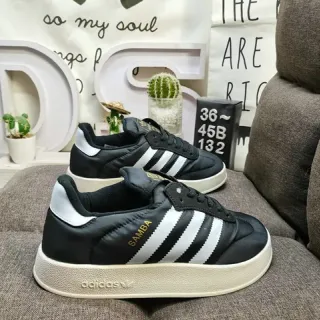 Adidas Samba Black and White Leather Lifestyle Sneakers
