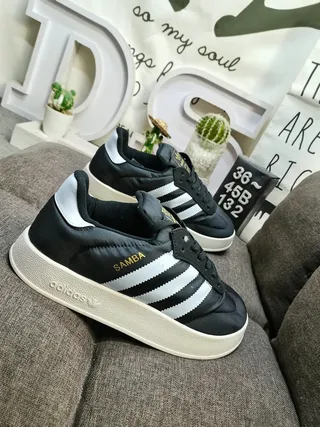 Adidas Samba Black and White Leather Lifestyle Sneakers 9
