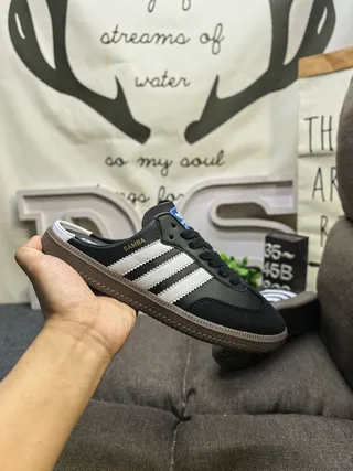 Adidas Samba Black and White Open-Back Loafers 5