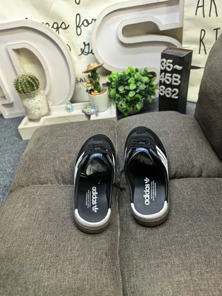 Adidas Samba Black and White Open-Back Loafers 8