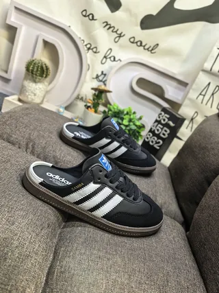 Adidas Samba Black and White Open-Back Loafers 9