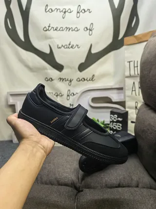 Adidas Samba Black Laceless Strap Lifestyle Sneakers 5