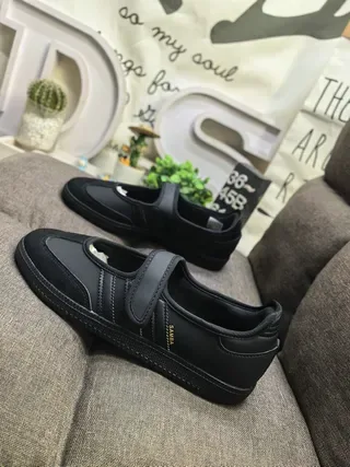 Adidas Samba Black Laceless Strap Lifestyle Sneakers 7