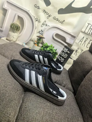 Adidas Samba Black White Backless Mule Lace-Up Vamp Loafer 7