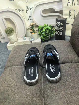 Adidas Samba Black White Backless Mule Lace-Up Vamp Loafer 8