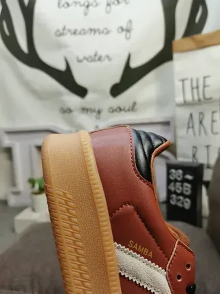 Adidas Samba Brown Leather Three-Stripe Lifestyle Sneakers 3