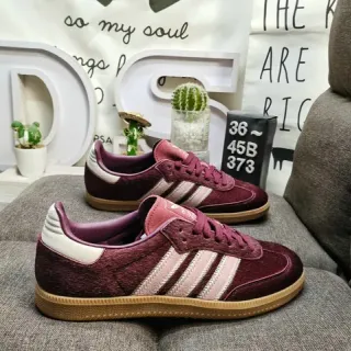Adidas Samba Burgundy Pink Low-Top Suede Upper Lifestyle Sneakers