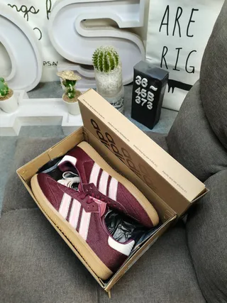 Adidas Samba Burgundy Pink Low-Top Suede Upper Lifestyle Sneakers 3