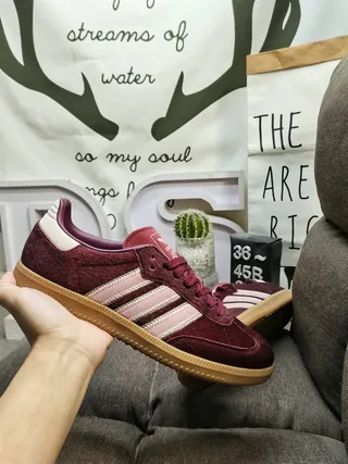 Adidas Samba Burgundy Pink Low-Top Suede Upper Lifestyle Sneakers 6