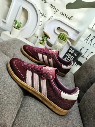 Adidas Samba Burgundy Pink Low-Top Suede Upper Lifestyle Sneakers 7