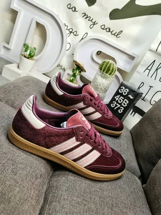 Adidas Samba Burgundy Pink Low-Top Suede Upper Lifestyle Sneakers 9
