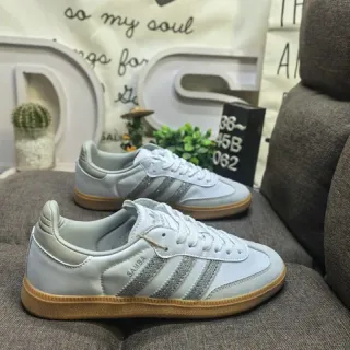 Adidas Samba Gray Silver Low-Top Leather Upper Lifestyle Sneakers
