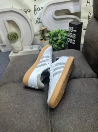 Adidas Samba Gray Silver Low-Top Leather Upper Lifestyle Sneakers 6