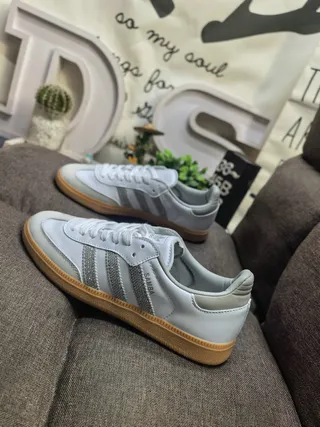 Adidas Samba Gray Silver Low-Top Leather Upper Lifestyle Sneakers 7