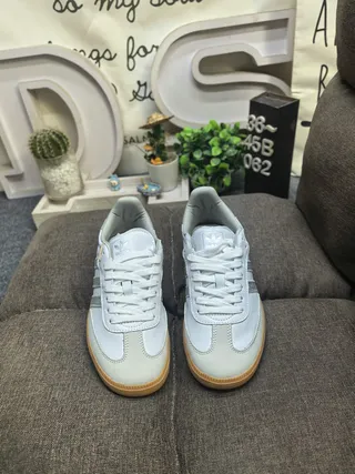 Adidas Samba Gray Silver Low-Top Leather Upper Lifestyle Sneakers 10