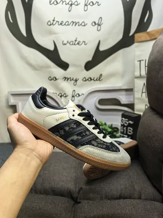 Adidas Samba Lace-Panel Off-White and Black Lifestyle Sneakers 5