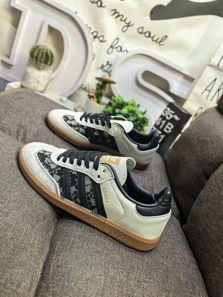 Adidas Samba Lace-Panel Off-White and Black Lifestyle Sneakers 7
