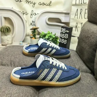 Adidas Samba Navy Blue Perforated Stripe Slip-On Lifestyle Sneakers