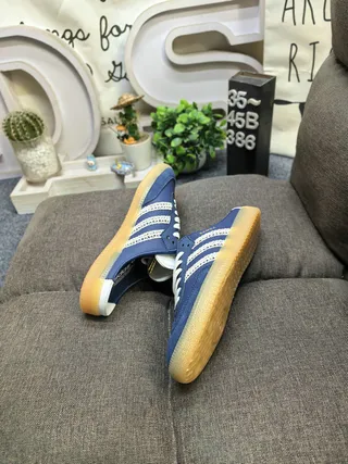 Adidas Samba Navy Blue Perforated Stripe Slip-On Lifestyle Sneakers 6