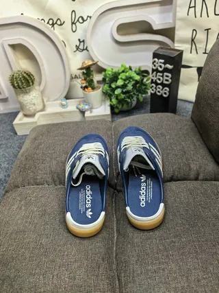 Adidas Samba Navy Blue Perforated Stripe Slip-On Lifestyle Sneakers 8